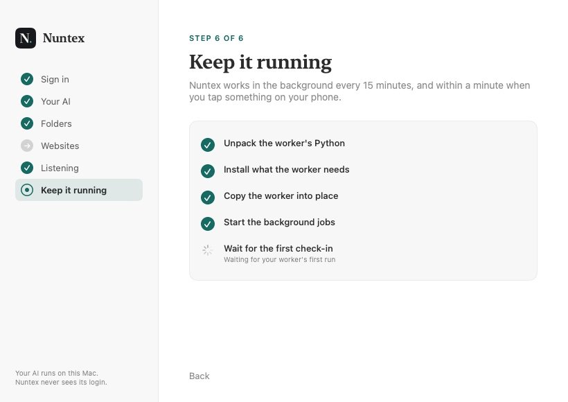 Setup: Keep it running.