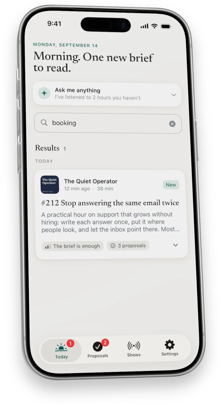 Search finding the brief that mentions booking.